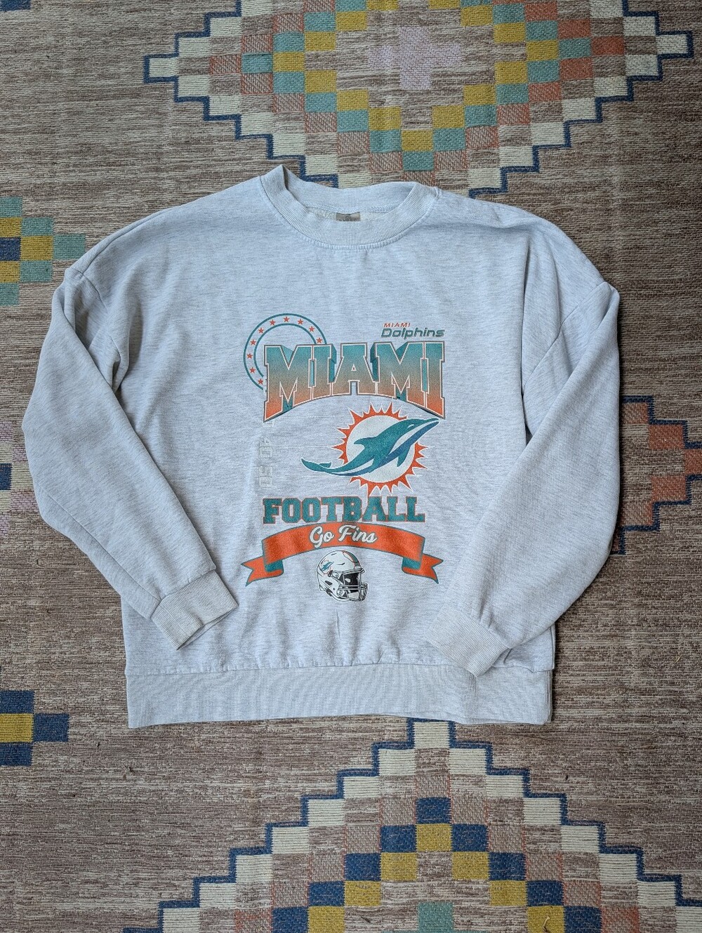 Miami Dolphins Gray Crewneck Sweatshirt with Team Graphic